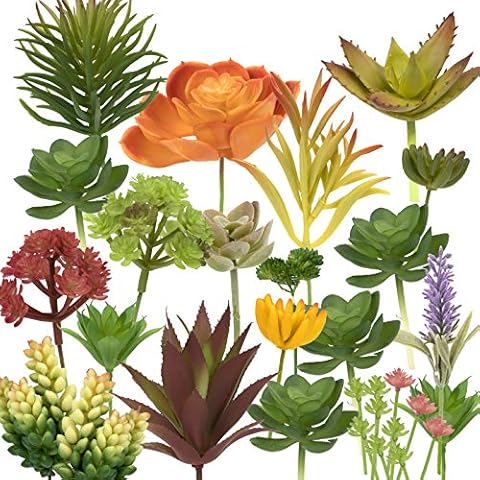 Nicunom 30 Pack Mini Artificial Succulent Plants Unpotted, Fake Succulents Picks Faux Plants Assorted Realistic Plastic Cactus Stems Greenery for Decoration Cover