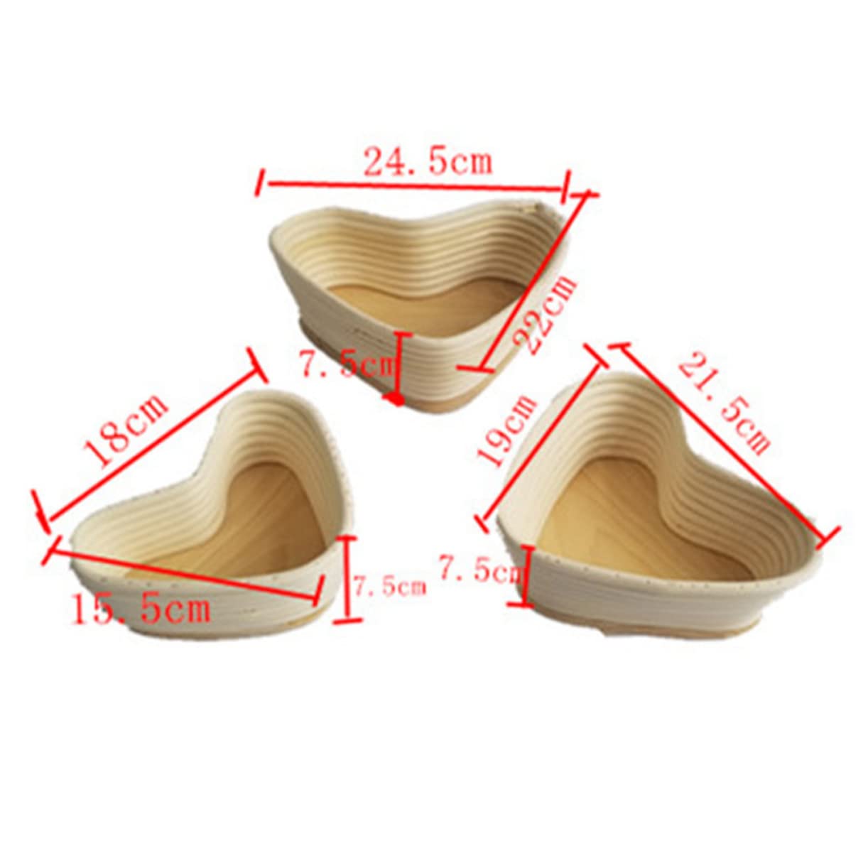 FUNOMOCYA Rattan Basket for Bread Heart Shape Bread Proofing Kit Non-stick for Rising Dough x Cm