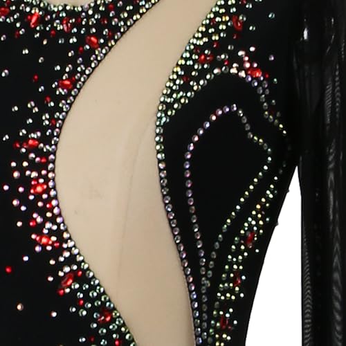 ZAGITOVA Vestido de patinação artística para mulheres, meninas, saia de patinação no gelo, manga com