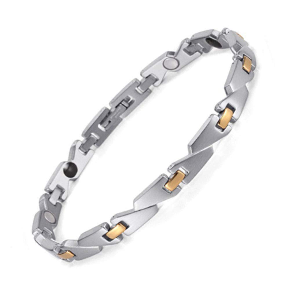 XINGYU Bracciale in Acciaio Inossidabile con Magnete Gioiello, Braccialetto in Lega di Titanio elettrolitico in Fibra di Carbonio Elemento Quattro in Uno Bracciale, Gold