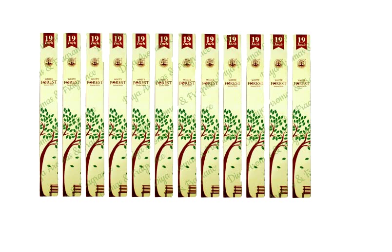 Forest Fragrance White Forest 19? Bamboo Incense Sticks ? Pack of 12,Floral Aroma for Puja, Meditation & Room Freshness