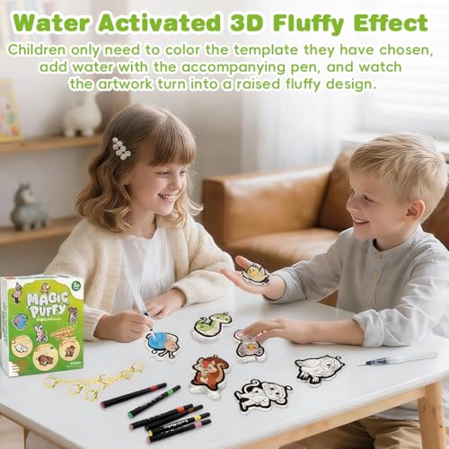 Image of PATPAT 37Pcs DIY 3D Magic Puffy Paint Kit for Kids, Cartoon Animals Theme Coloring Charms Set, 15 Templates, Fun Hands-On Textured Art Craft Set for Kid Creativity, Birthday Gift for Girls Kids