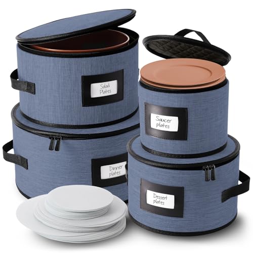 Image of Hearth & Harbor 4 Piece Dish Storage Containers, China Storage, Blue