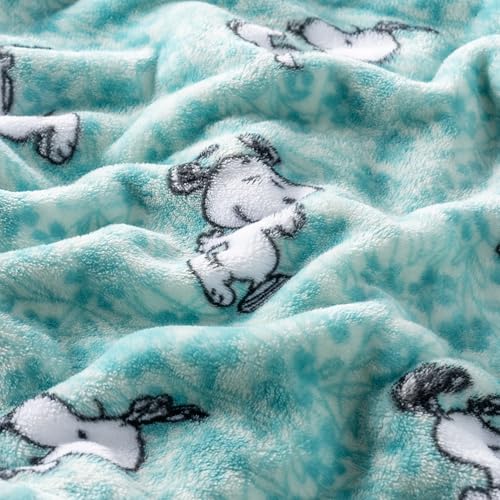 Image of Berkshire Blanket Peanuts VelvetLoft Cute Character Snoopy Plush Throw Blanket,Snoopy Springtime Floral Dance Large Blue,Throw 55 in x 70 in (Official Peanuts Product)