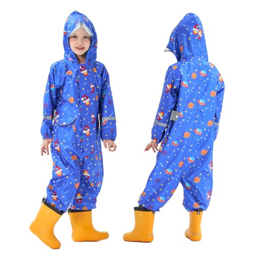 Toddler Rain Suit Girls Raincoat Kids Rain Jacket Boys Rain Coat Waterproof Coverall Muddy Buddies Zipper Rainwear