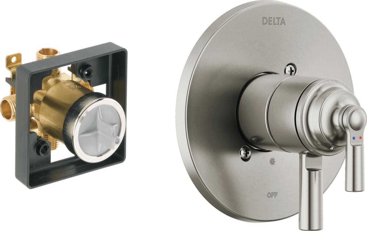 Saylor 17 Series Dual-Handle Shower Valve Trim Kit for Brushed Nickel Shower Systems and Shower Faucets, Shower Faucet Handle, Shower Trim Kit, Stainless T17035-SS (Valve Included)