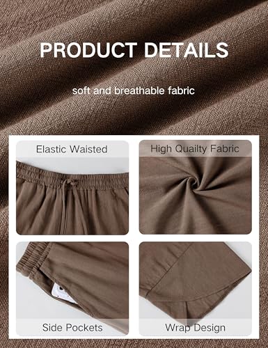 Xiaoxuemeng Wide Leg Linen Pants for Women Elastic Waisted Baggy Barrel Pants Lounge Harem Pants2