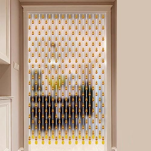Cortinas de hilo de color amarillo con cuentas colgantes estéticas de 100 cm 6