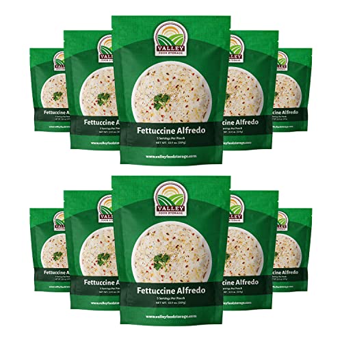 Image of Valley Food Storage Fettuccine Alfredo | 10-Bag Bucket, 50 Servings | Premium Emergency Food Supply, 25 Year Shelf Life | Survival Meal Kits, Prepper Food, Camping & Long Term Food Storage | Packaged in USA
