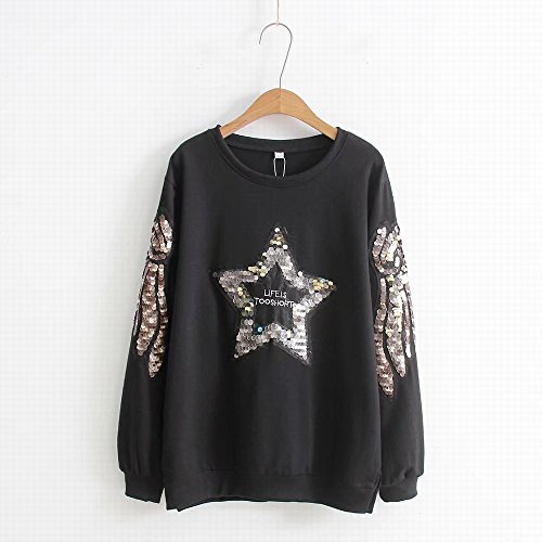Chandail Noir Grande Taille pour Femme : Pull Mince Pailleté Style Printemps