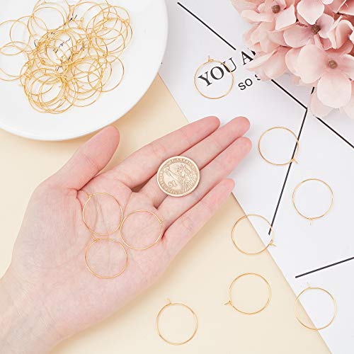 UNICRAFTALE About 50pcs 25mm Golden Wine Glass Charms Rings Stainless Steel Hoop Earring Findings 0.7mm Pin Earring Beading for Women Basketball Wives Hoop Earrings Making - Image 3
