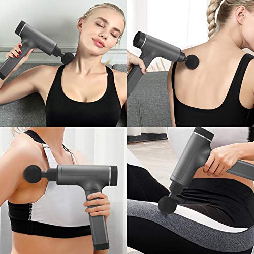 Massage Gun,Massage Gun for Athletes,Deep Tissue Percussion Muscle Massage for Deep Relaxation, Cordless PortableHandheld Electric Full Body Massager Gun,20 Speed 6 Heads with Carrying Case (Gray)
