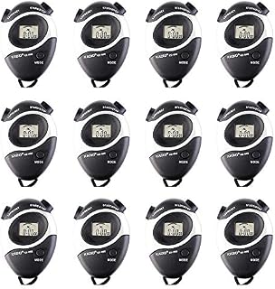 Pgzsy 12 Pack Black Multi-Function Electronic Digital Sport Stopwatch Timer, Large Display