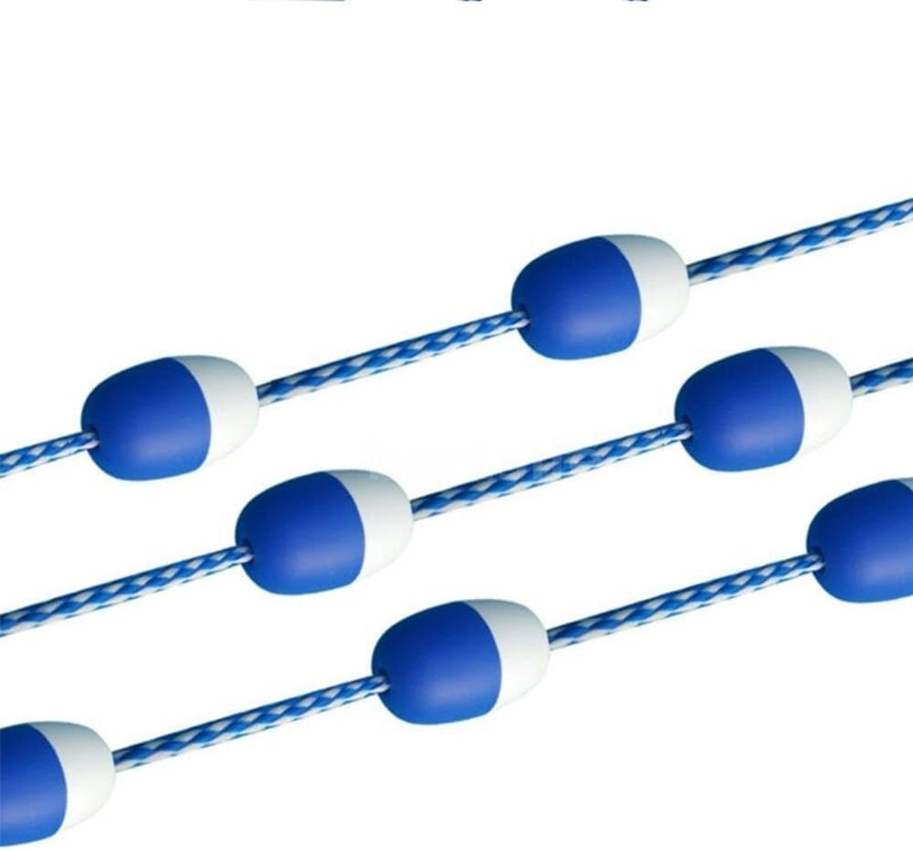 30ft 60ft 100ft 130ft 160ft 200ft Floating Pool Safety Divider Swim Lane Line, Buoy Demarcation Line Rope with Bi-Tone Floating Buoys & 2 Pre-Assembled Hooks(65ft)
