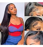 Straight Lace Front Wigs Human Hair Pre Plucked 13x4 HD Lace Frontal Wigs Human Hair With Baby Ha...