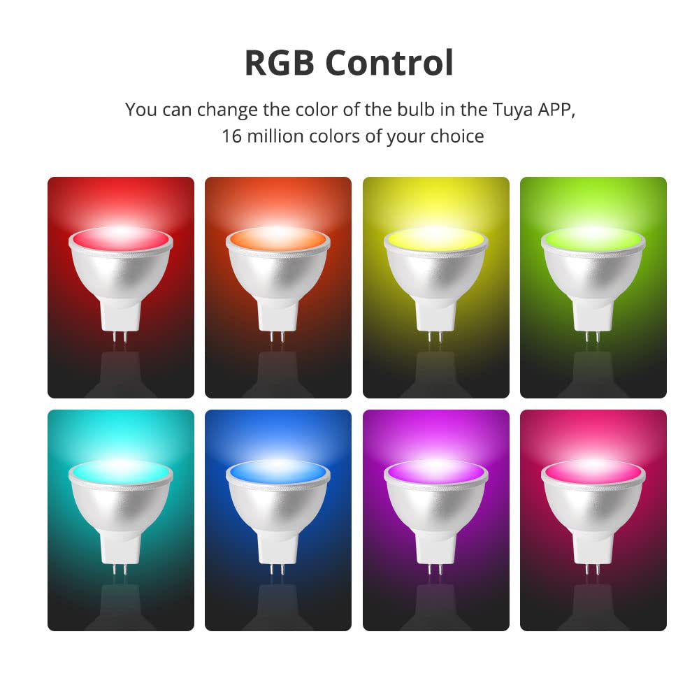 BENEXMART Tuya Zigbee 5W Bombilla Led Inteligente, MR16 12V RGBCW Foco Regulable Compatible con Alexa Google Home, Requiere Tuya Zigbee Hub. (2)