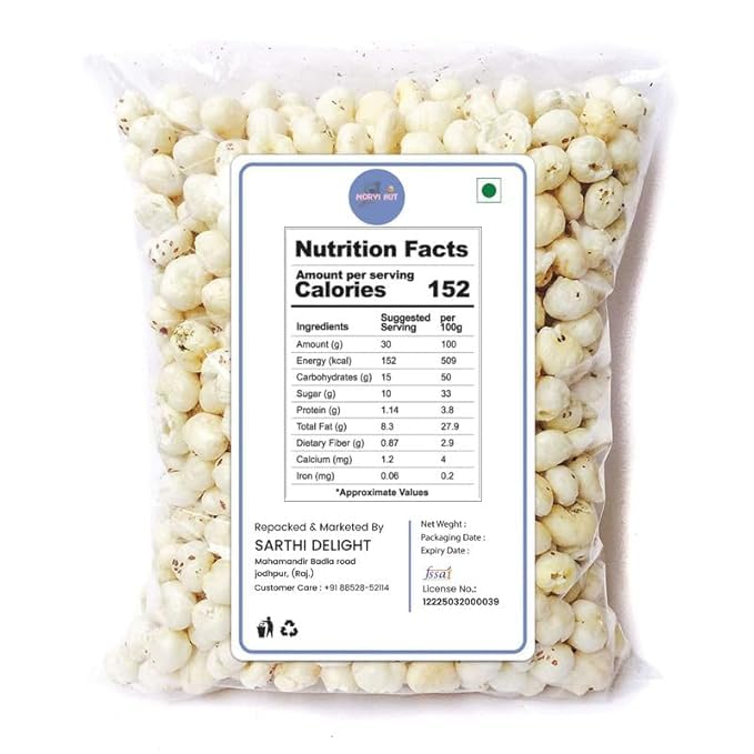 Image of MORVI NUT Premium Phool Makhana 100g | Crunchy Fox Nuts | Lotus Seeds | High Protein & Fiber Rich Healthy Snack for Fasting | Puffed Snack