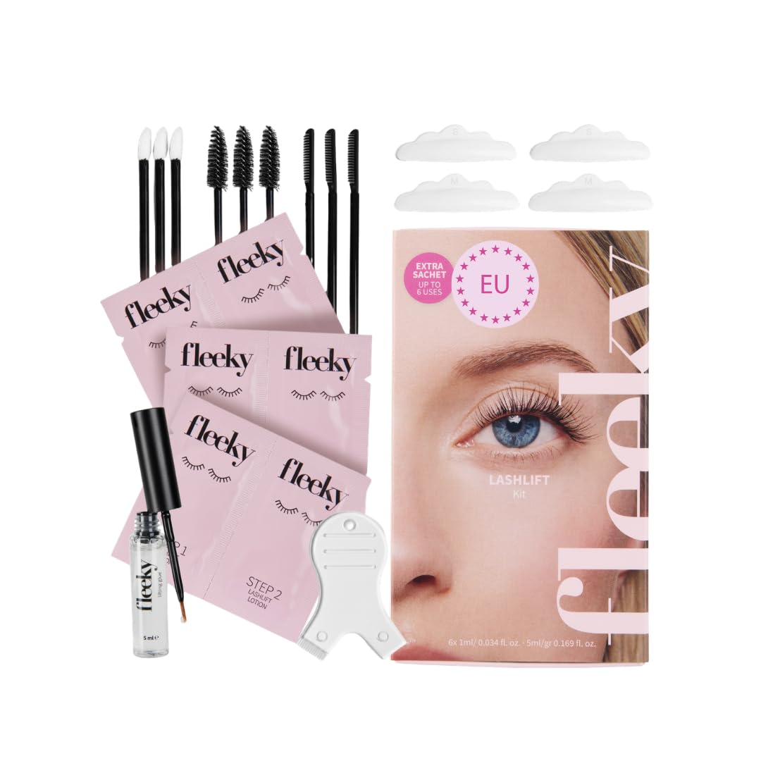 Fleeky Lash Lifting Set – Lifting per ciglia con cuscinetti in gomma – fino a 6 settimane di slancio espressivo senza piegaciglia – delicato e semplice – Made in EU