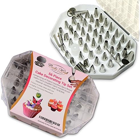 Cake Decorating Tips Set 56 Pieces - 304 Stainless Steel - For Beginners & Professionals - Free Decorating Ebook