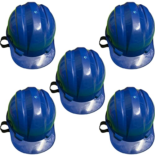 Image of LADWA Blue Heavy Duty Superior Safety Helmet, ISI Marked Protective Hard Hat for Construction, Warehouse, Factory and Industrial Safety Work (Pack of 5)