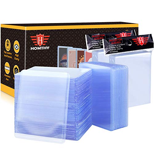 350 Counts Top loaders Penny Card Sleeves for Trading Card, Baseball Cards Protectors Fit for Pokemon MTG, Sport Cards (Includes 150 Thick Toploaders & 200 Soft Sleeves)