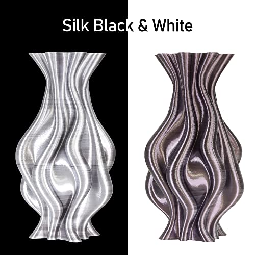Image of MIKA3D 1.75mm Silk Shiny White Black PLA Dual Color Co-Extrusion 3D Print Filament, 2 Colors in 1 3D Filament, 1KG 3D Printing Material with Bicolor Dichromatic 2 Colors, Widely Fit for 3D Printer