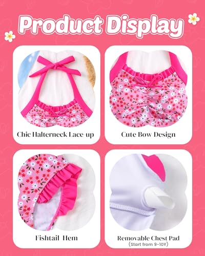 Image of Mioglrie Kids Girls Swimsuit One Piece Bathing Suits Girls' Swimwear 7-14Y