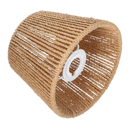 OSOLADY Pantalla Diseño Elegante de Lámpara de Cuerda de Papel Tejida Multifuncional Marrón y Estructura de Hierro Retro para Hogar y Cafés