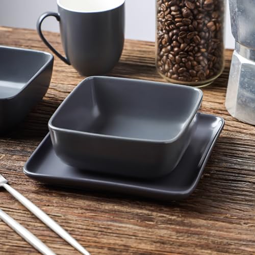 Image of Stone Lain Amy Porcelain Dinnerware Set, 24-Piece Service for 6, Gray
