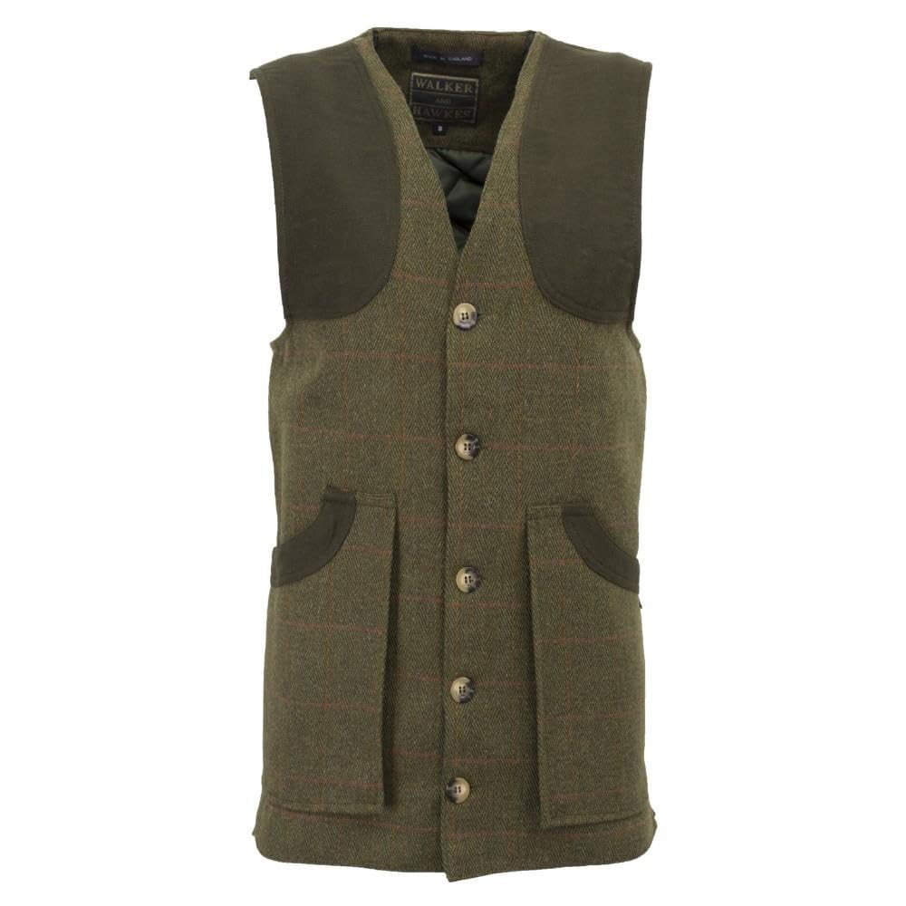 WALKER AND HAWKES - Men's Derby Tweed Winston Waistcoat - Dark Sage - Medium