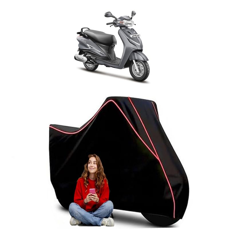 Image of Duet LX Scooty Bike Cover Water Resistant Outdoor Use Universal Fit Scooters Motorcycles Heavy Duty UV Protection Dust Rain Scratch Resistant Elastic Bottom Black Blue Piping