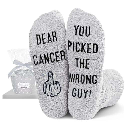 HAPPYPOP Men Breast Cancer Awareness Socks - Gift Ideas for Cancer Survivors Chemo Patients, Male...