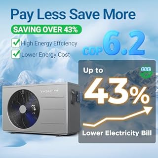 Varpoolfaye 40000 BTU Electric Pool Heater for Inground Pools 12000 Gallon Swimming Pool Heat Pump Above Ground Pool Heater Heating Cooling WiFi Control Schedule 220V