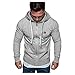 Produktbild MAYOGO Herren Kapuzenjacke Zip Sweatjacke Tunnelzug Känguru-Tasche Sweatshirt Einfarbig Basic Sweatshirt Männer Hoode Sweatshirt-Jacke
