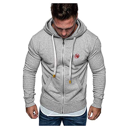Preisvergleich Produktbild MAYOGO Herren Kapuzenjacke Zip Sweatjacke Tunnelzug Känguru-Tasche Sweatshirt Einfarbig Basic Sweatshirt Männer Hoode Sweatshirt-Jacke