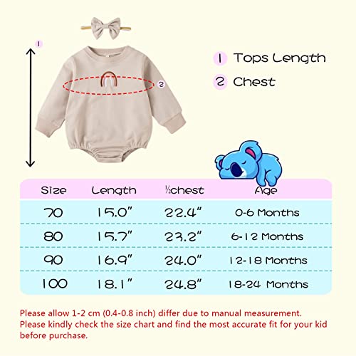 Newborn Baby Girl Clothes Sweatshirt Onesie Long Sleeve Oversized Romper Toddler Girl Fall Winter Sweater With Headband(Gray,12-18Months) #TOP1