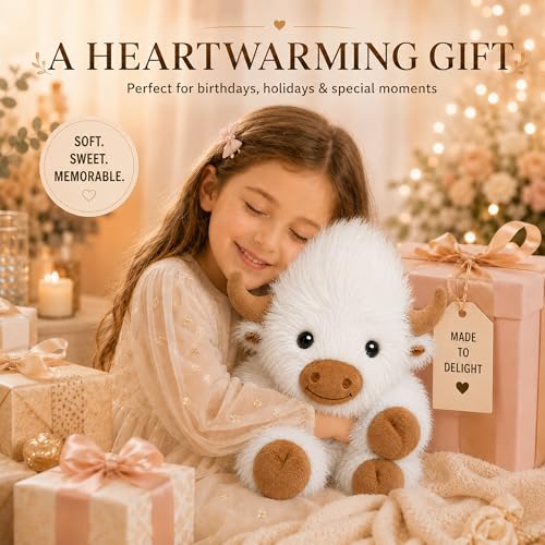Image of JDF 5lbs Highland Cow Weighted Stuffed Animals, 22in Giant Highland Cow Gift Plush Toy, Adorable Stuffed Animal Adults & Kids Highland Cattle Plushie Pillow Decor