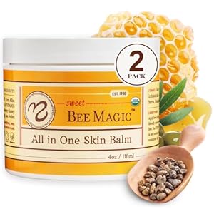 Sweet Bee Naturals – Sweet Bee Magic, All In One Healing Cream. Organic Balm, Skin Aid, Small Batch Crafted in the USA, Certified Organic, All Natural Skin Aid- 2-4 Ounce Jars (8 Ounces)