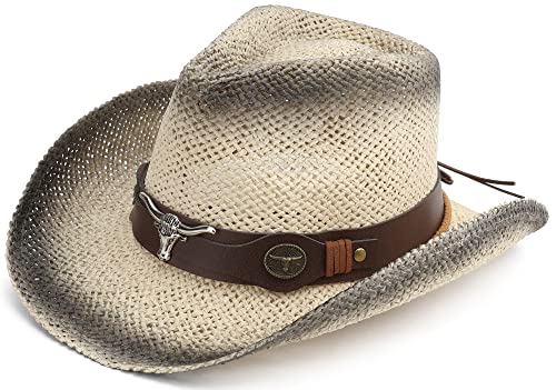 Image of Adult Sun Straw Western Cowboy Hat Colored