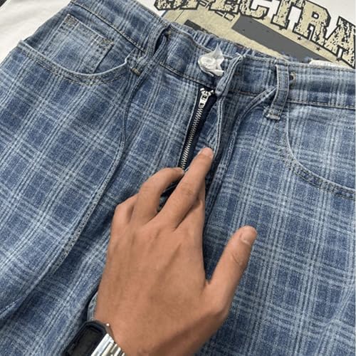 Striped Jeans Men Vintage Stripe Baggy Sweatpant Jeans Men Elastic Waisted Drawstring Wide Leg Denim Pants3