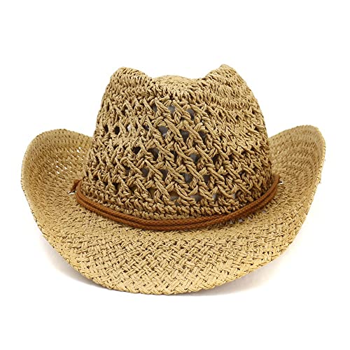 Chapeau de cowboy pour femme et homme en paille marron style plage summer