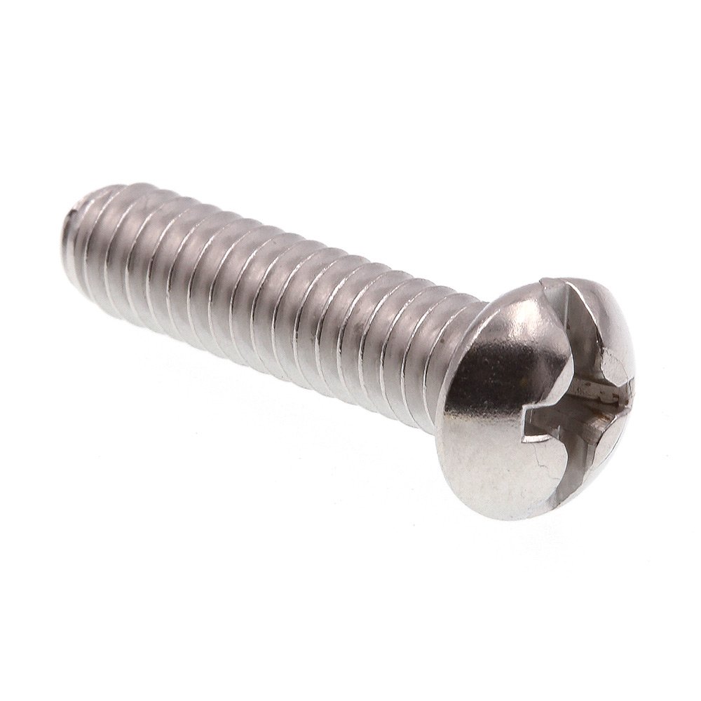Prime-Line 9005374 Makine Vidası, Yuvarlak Başlı, Oluklu/Yıldız Kombo, 1/4"-20 X 1", Sınıf 18-8 Paslanmaz Çelik, 100'lü Paket