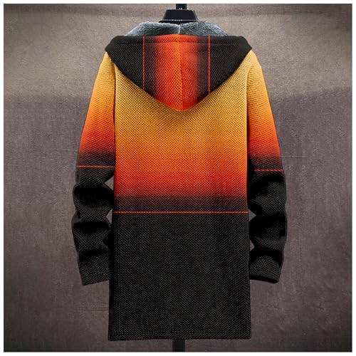 Mens Long Hooded Cardigan Trendy Soft Comfy Long Sleeve Casual Hoodie Fashion Gradient Color Coat with Pockets3