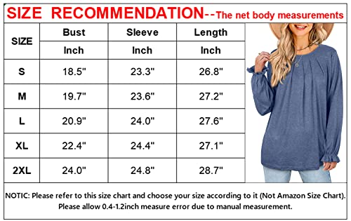 Dofaoo Women's Sweaters Pullover Plus Size Fall Tops For Women Ruffle Sleeve Blue 3Xl #TOP4