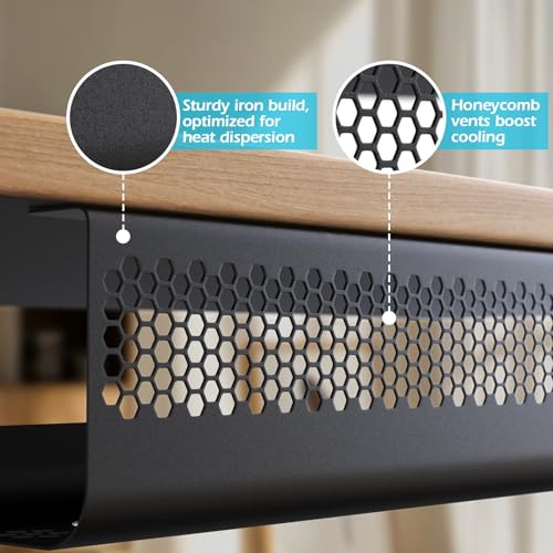 Cable Management Under Desk 26PCS - Cable Management Tray Kit Ventilated Hexagonal Design with Cable Clips, Wire Ties, Cord Holder & Screws for Office, Home - 2 Black Sets - Image 3