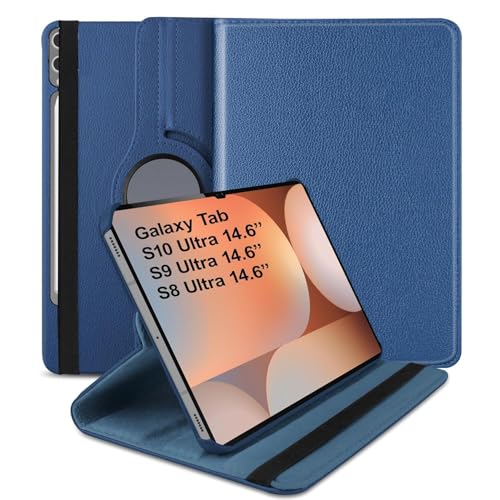 World biz Case Fits Samsung Galaxy Tab S10 Ultra 2024/ Tab S9 Ultra 2023 14.6-Inch Tablet 360 Degree Rotation Protective Stand Leather Cover Auto Wake/Sleep Tab S10 Ultra 14.6 (Navy)