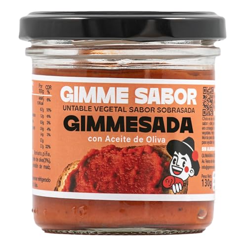 Paté Vegetal Sabor Sobrasada | Untable Vegano Bajo en Calorías con Aceite de Oliva | Sin Alérgenos, Ideal para Deportistas | Gimme Sabor 130g