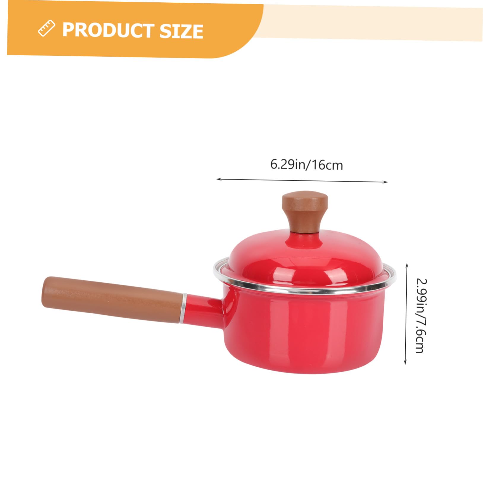 iplusmile Olla De Leche Esmaltada Roja 16 Cm Asa, Material Grueso Antiadherente, Compatible Inducción y Gas, Para Cocinar Leche y Alimentos Infantiles, Utensilio De Cocina Práctico