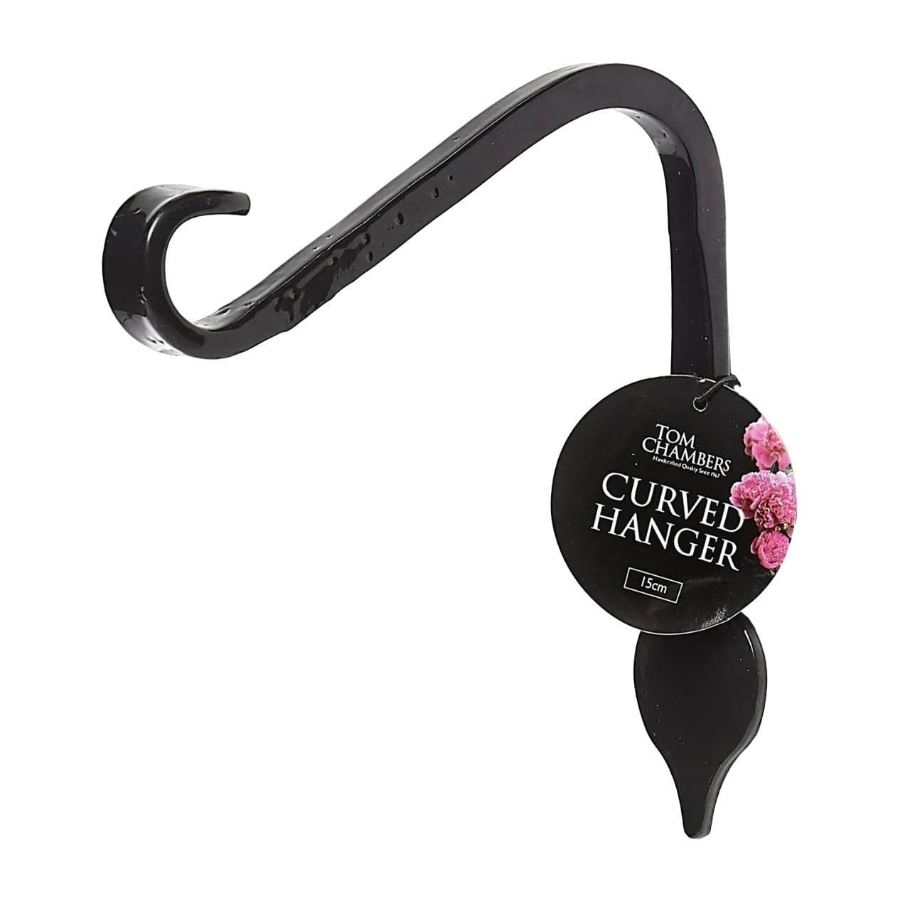 Gifts Direct 2 U Tom Chambers Small Curved Hanger Bracket Hook with Leaf Detail for Lightweight Hanging Baskets, Wind Chimes, Bird Feeders, Outdoor Garden Decor 15cm