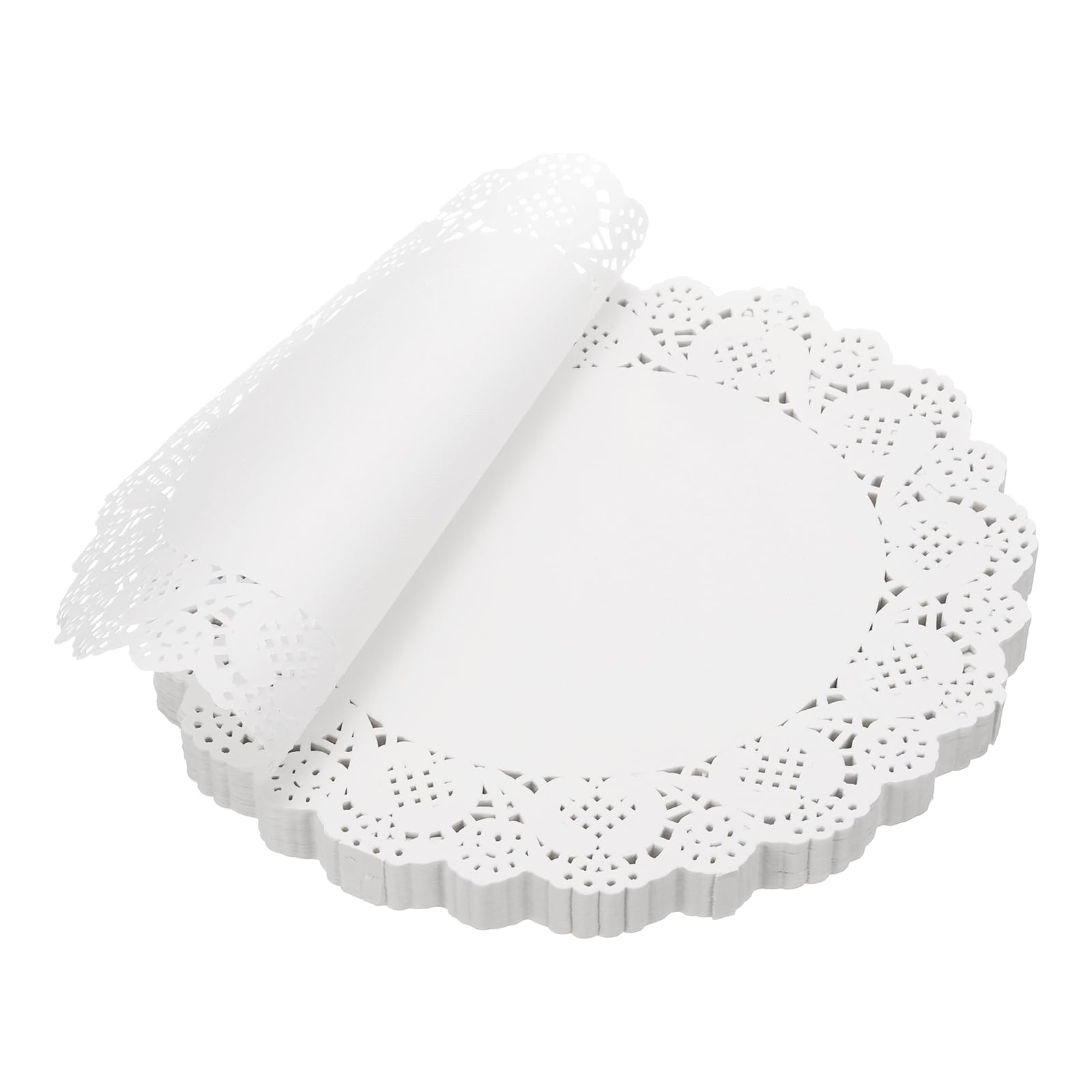QUARKZMAN 500 Pezzi Centrini Di Carta Bianchi 9.5 Pollici Rotondi Centrini Tavola Per Matrimonio Compleanno Decorazione